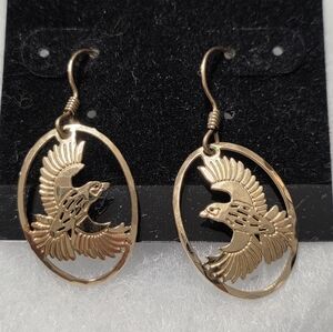Wild Bryde 24kt Gp Eagle Hawk Bird Of Prey Earrings